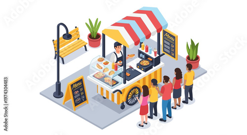 Street Food Vendor Small Business – Local Seller Vector