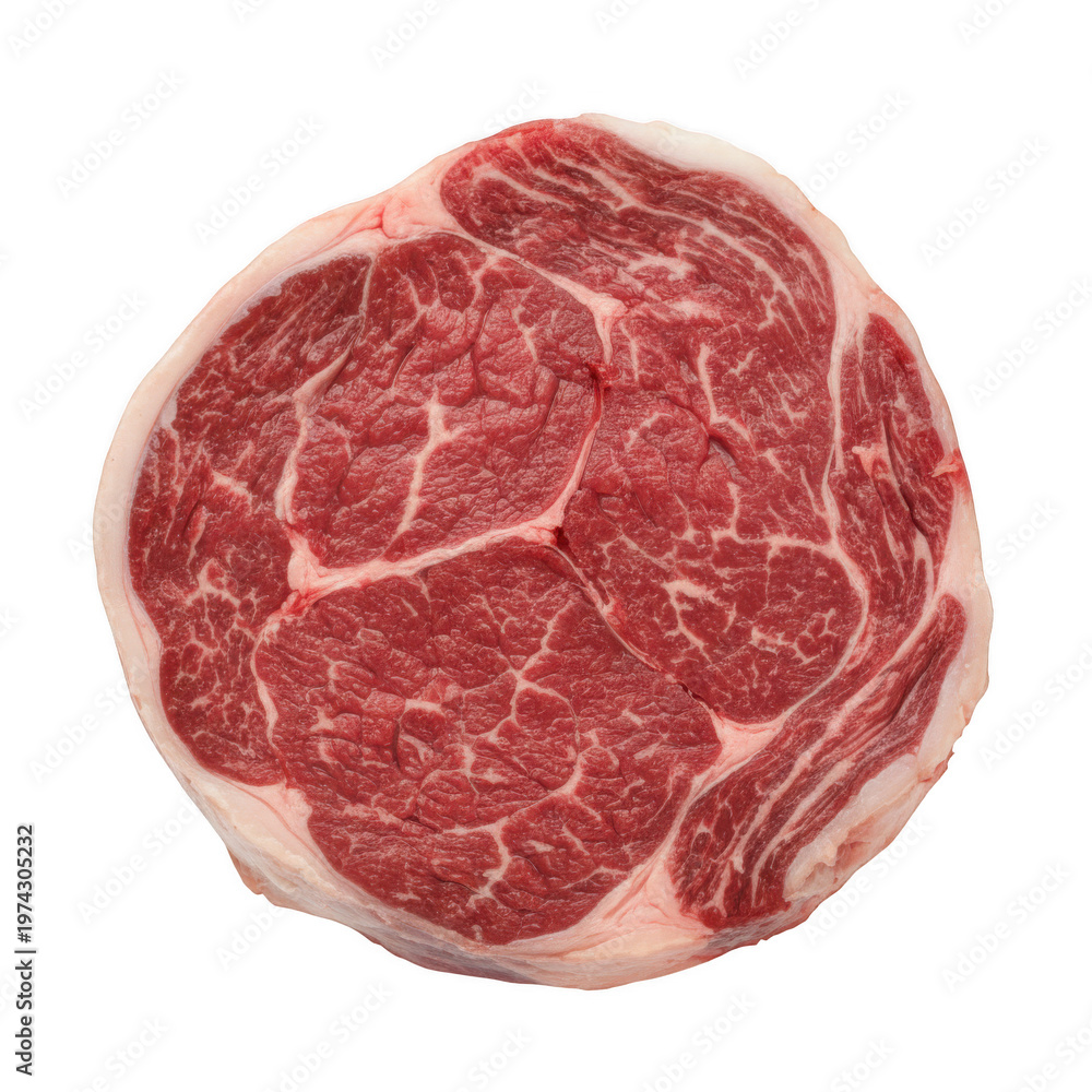Obraz premium Raw ribeye beef steak cut isolated on a transparent background