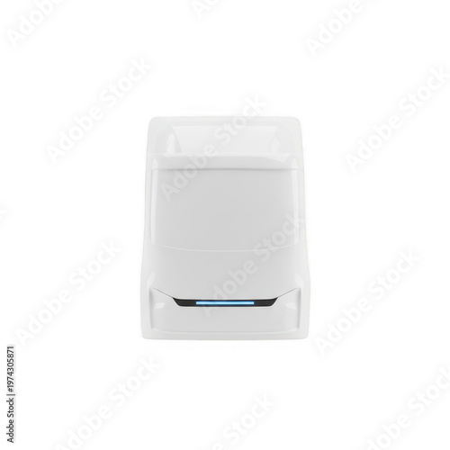 Modern Minimalist Electric Vehicle Front View on White Background