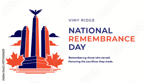 Vimy Ridge National Remembrance Day greetings in Canada vector