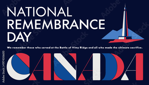 Vimy Ridge National Remembrance Day greetings in Canada vector
