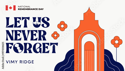Vimy Ridge National Remembrance Day greetings in Canada vector