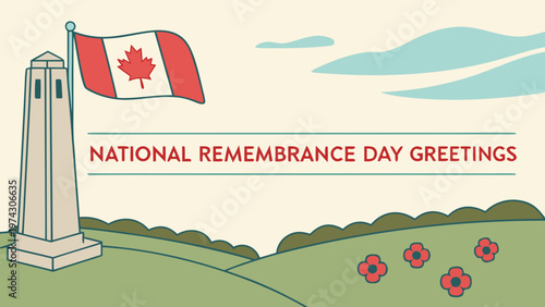 Vimy Ridge National Remembrance Day greetings in Canada vector