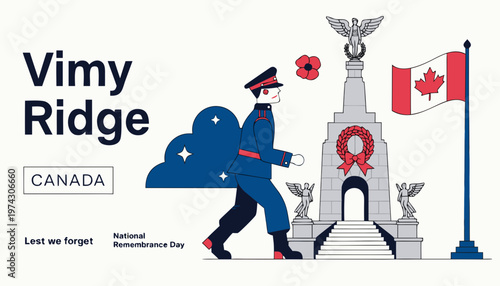 Vimy Ridge National Remembrance Day greetings in Canada vector