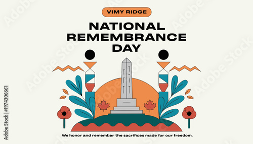 Vimy Ridge National Remembrance Day greetings in Canada vector