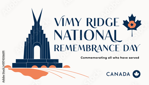 Vimy Ridge National Remembrance Day greetings in Canada vector