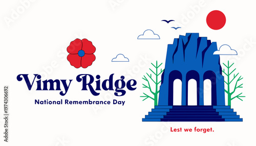 Vimy Ridge National Remembrance Day greetings in Canada vector
