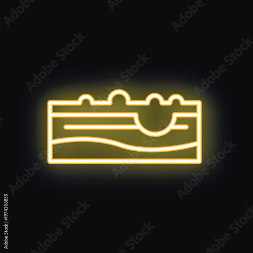 Neon yellow icon of soil layers with different horizons