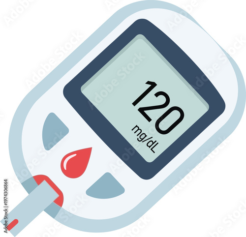 Blood glucose meter isolated on transparent background health monitoring device