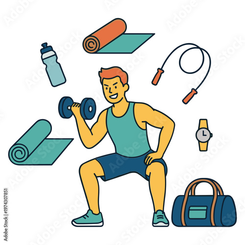 Illustration of Person Exercising in a Simple Way