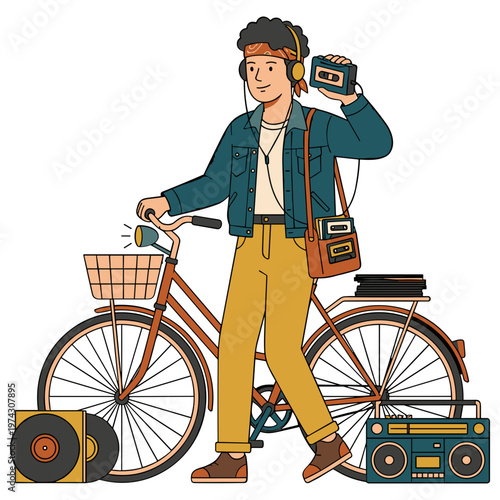 Illustration of Retro Casual Daily Life Character