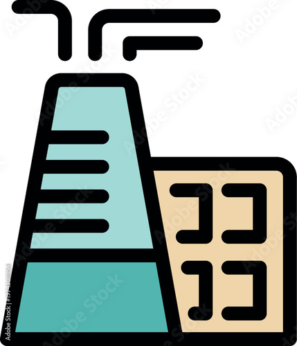 Factory chimney polluting air with smoke, an icon representing industrial environmental impact