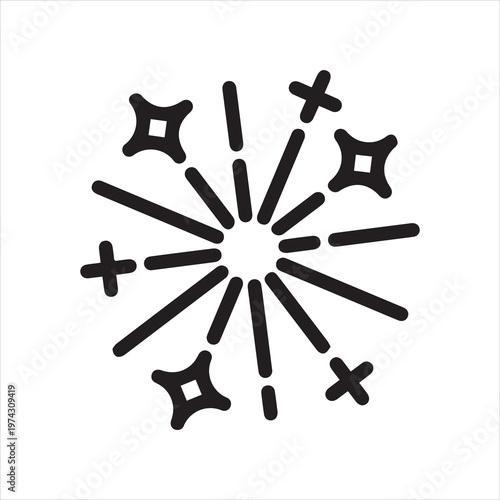 Festive firework line icon. Symbol of celebration of New Year, Christmas and other events. Flake pattern for decoration