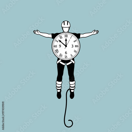 A Person With A Clock For A Torso Levitating With Open Arms
