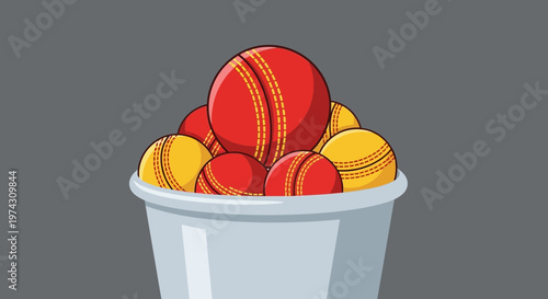 A Pile Of Cricket Balls In A Bucket Ready For A Match