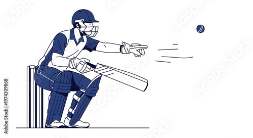 A Player Prepares To Hit The Ball During A Cricket Match