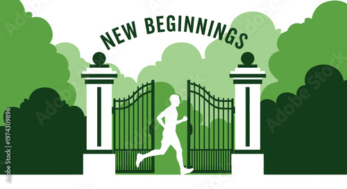 A Runner Enters Through Gates Symbolizing New Beginnings And A Fresh Start