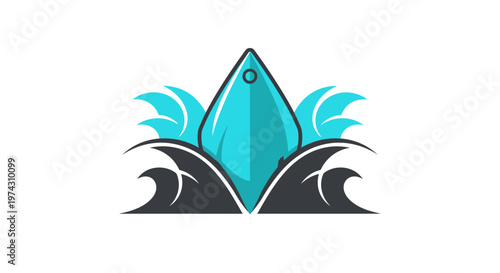 Abstract Aquatic Symbol With Ocean Waves Emblem