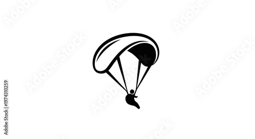 Abstract Silhouette Of A Person Paragliding On A White Background