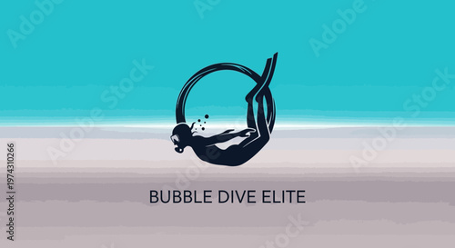 Abstract Silhouette Swimmer Performing Acrobatics In Water Ring