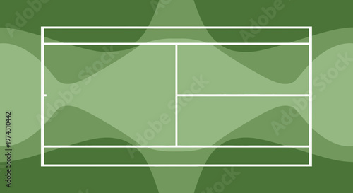Abstract Tennis Court Design With Organic Green Waves Pattern