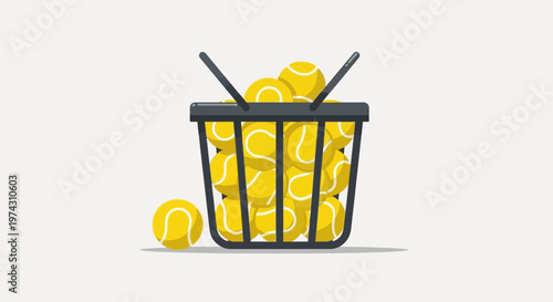 Abundant Tennis Balls In Shopping Basket Ready For Play
