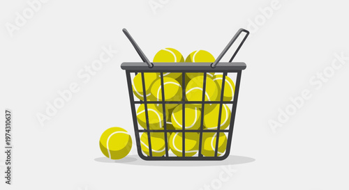 Abundant Tennis Balls In Shopping Cart Collection For Sporting Goods