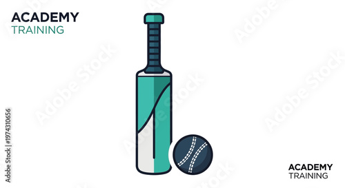 Academy Training Cricket Gear Flat Illustration For Sports Education