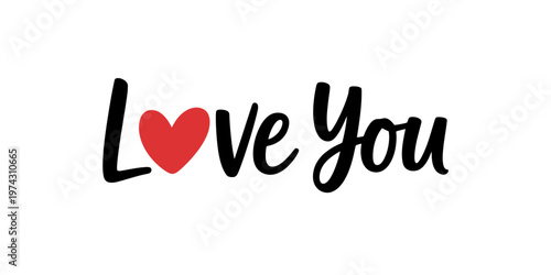 Handwritten Love You Text With Heart Symbol Design