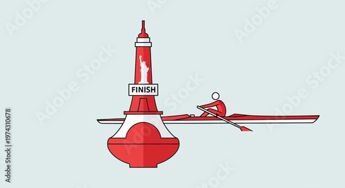 Achieving Goals Through Determination And Rowing Towards The Finish Line