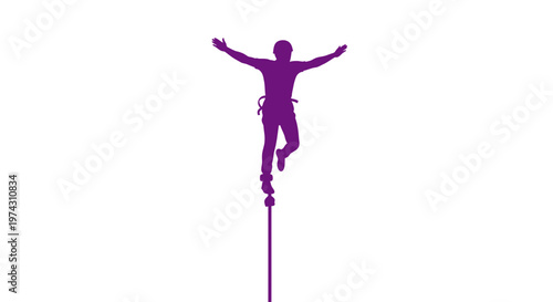 Acrobatic Stilt Walker With Arms Outstretched Silhouette