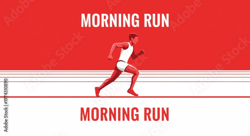 Active Man Sprinting On A Track Early Morning Energetic Movement