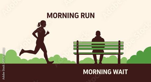 Active Morning Runner And Patient Bench Watcher Lifestyle Moment