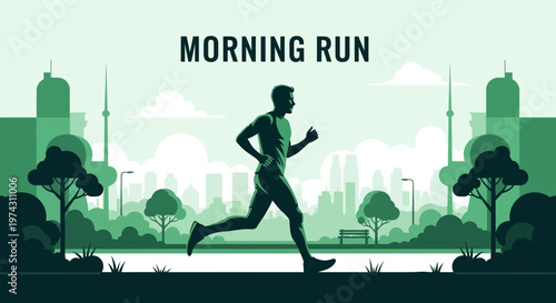 Active Morning Run Through Urban Park Scenery