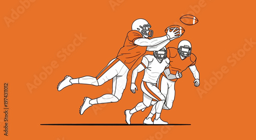 Action Packed Football Game Play Illustration With Athletes Competing For The Ball