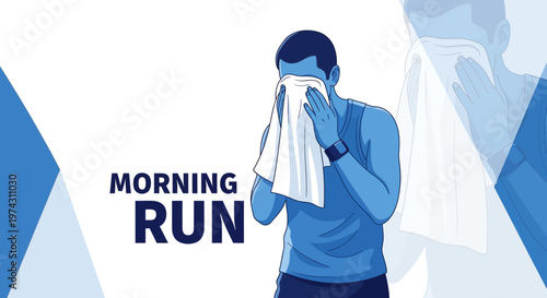 Active Morning Runner Wiping Sweat After Intense Exercise Session