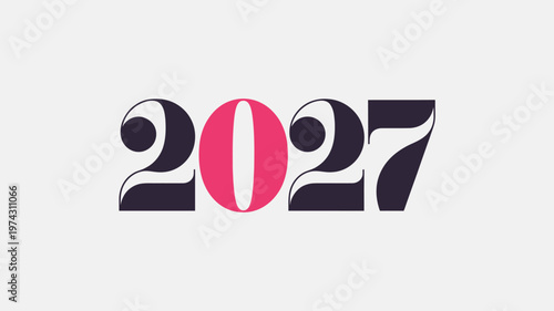 Stylish typography art representing the year 2027 with decorative numbers on a light background