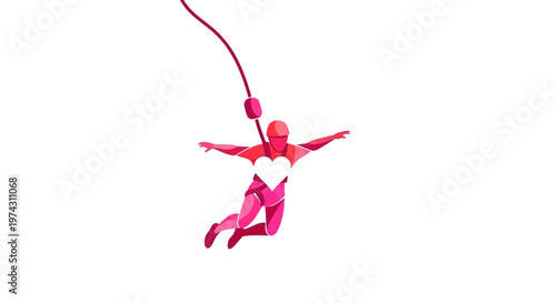 Abstract Person Bungee Jumping With Heart Symbol
