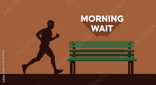 Active Morning Runner Anticipates a Moment of Respite on Park Bench