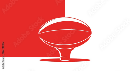 Abstract Red Airship Silhouette Resting On A White Stand
