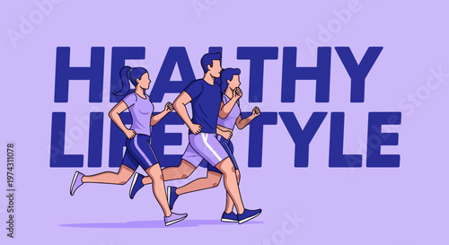 Active People Running Together Promoting Healthy Lifestyle Choices