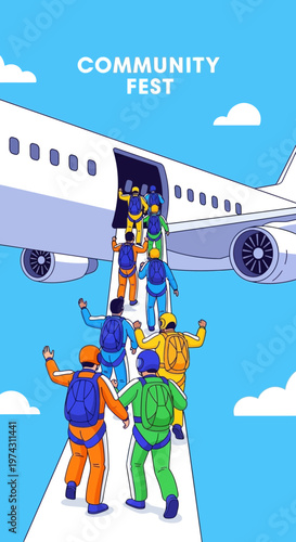 Adventure Awaits People Boarding Plane for Thrilling Skydiving Experience