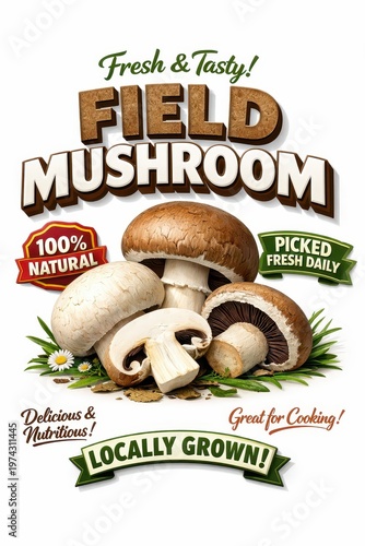 Field mushroom advertisement graphic