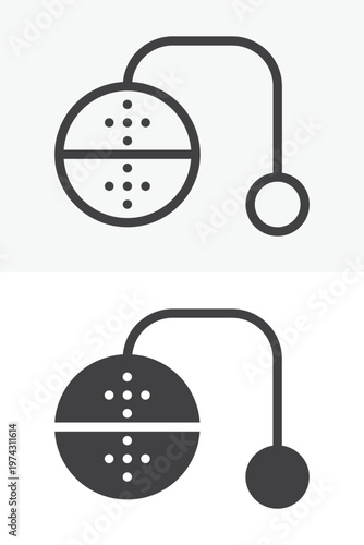 Tea infuser icon set in line and solid style. Outline and filled icon with editable stroke vector sign and symbol. Tea strainer icon for brewing.