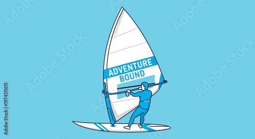 Adventure Bound Windsurfing Bold Graphic Art