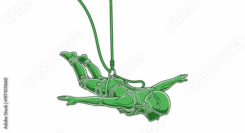 Adventure Daredevil Descends Safely Suspended by Robust Rope System