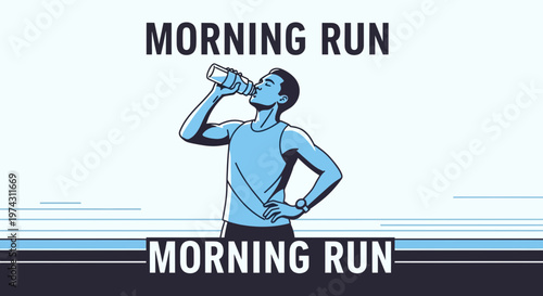 Active Man Hydrating After A Vigorous Morning Run Workout Routine