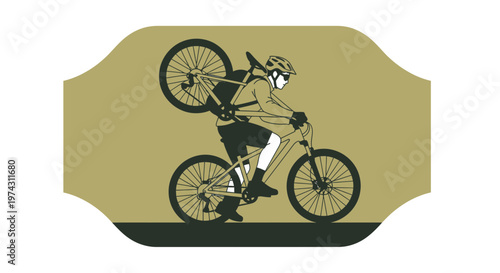 Adventure Cyclist Carries Bicycle Effortlessly During Outdoor Excursion