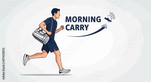 Active Man Jogging With Gym Bag Inspiring Morning Activity And Achievement