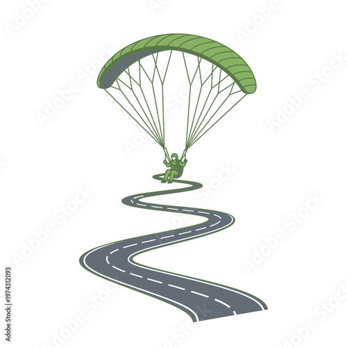 Adrenaline Adventure Paragliding Over Winding Road Journey